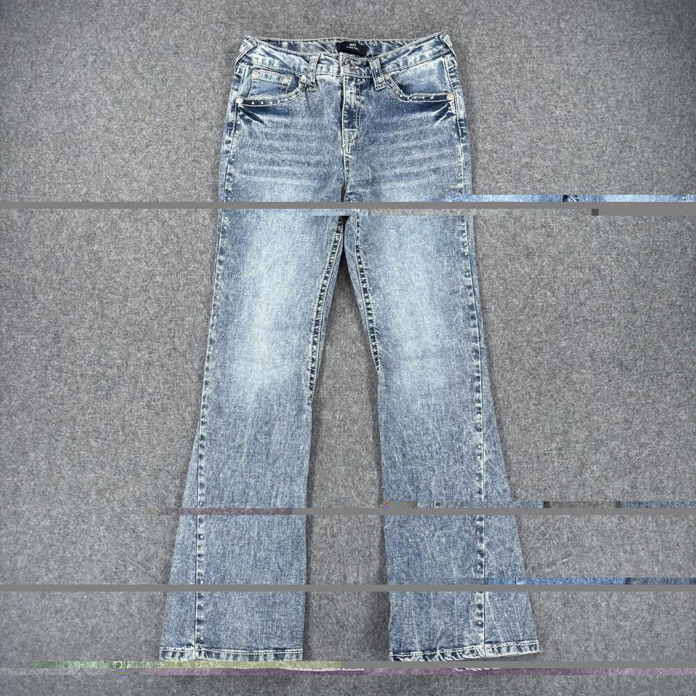True Religion Girls 16 Joey Hi Rise Flare Acid Wash Rhinestone Jeans